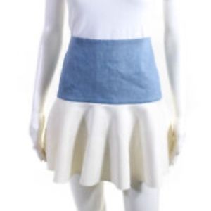 Robert Rodriguez Blue White Linen Flutter Mini Skirt